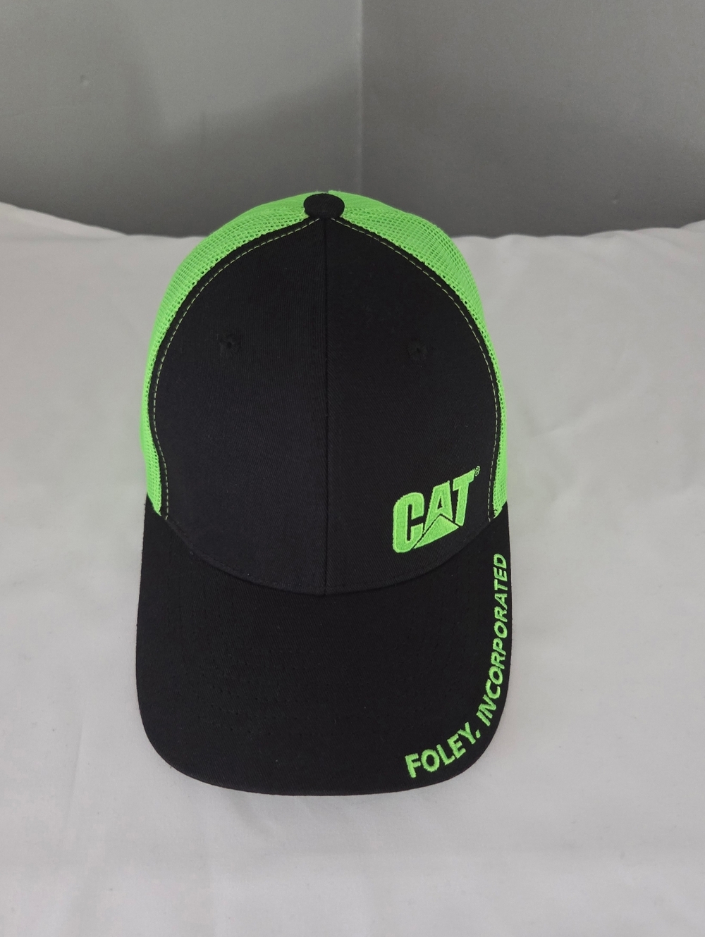 Caterpillar Black & Neon Green Mesh Trucker Cap